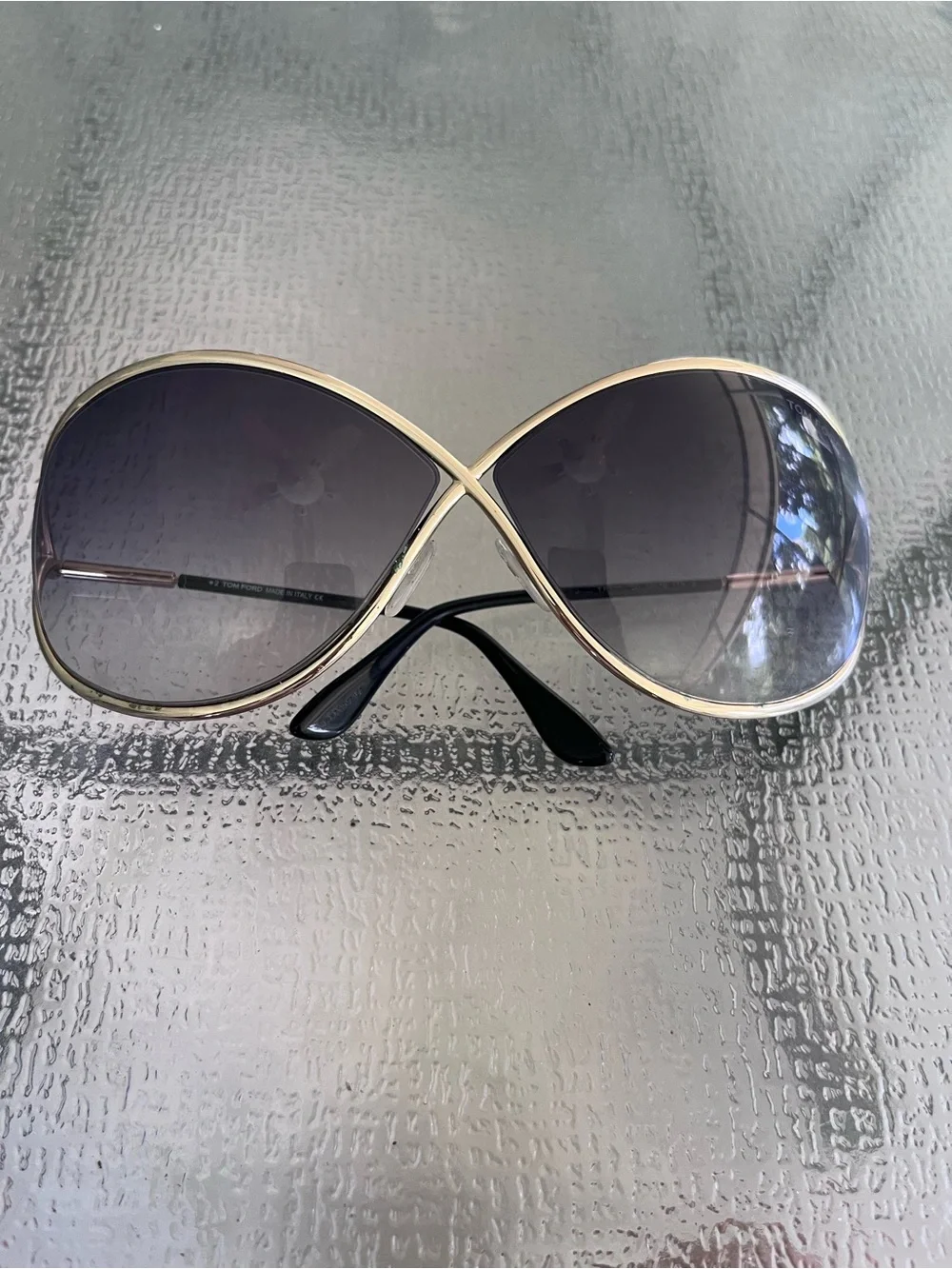Tom Ford Whitney Gold Oversized Sunglasses As Is